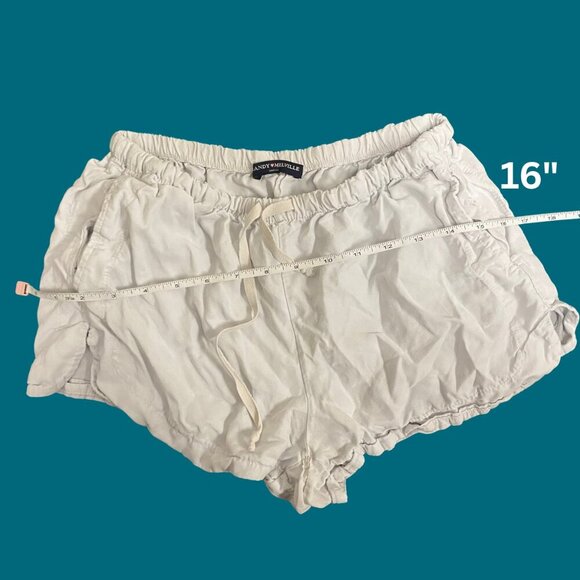 Brandy Melville Cream Drawstring Cotton Blend Shorts (OS) - Picture 5 of 7